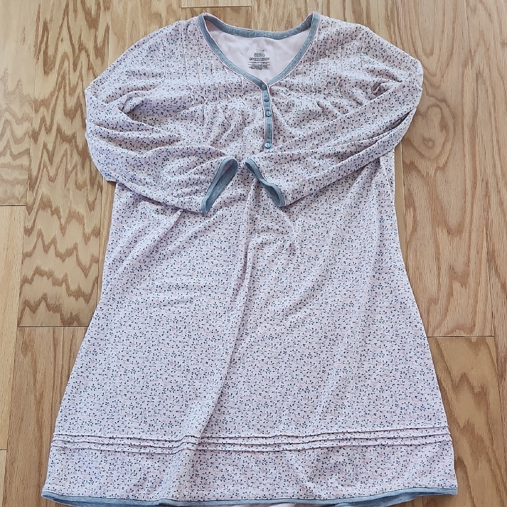 Women's Pink Floral Nightgown long sleeves Large size - Picture 5 of 17